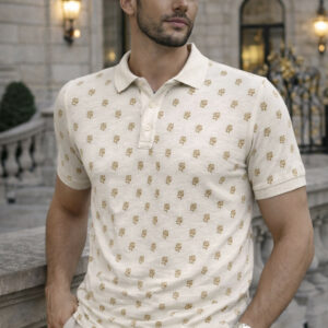 Polo TL053 — jacquard écru — Polos — Ted Lapidus