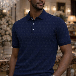 Polo TL052 — jacquard marine — Polos — Ted Lapidus
